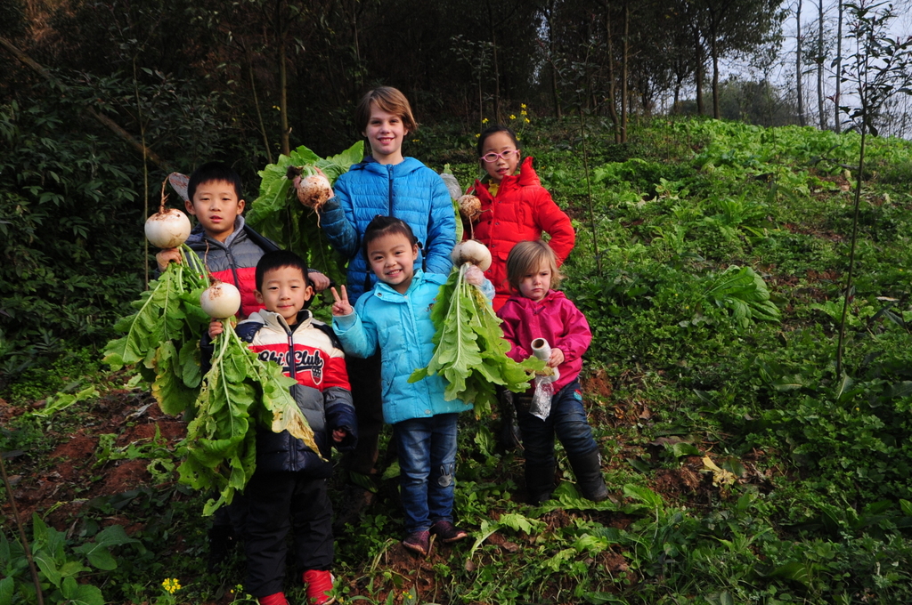 children yoga in mountain retreat