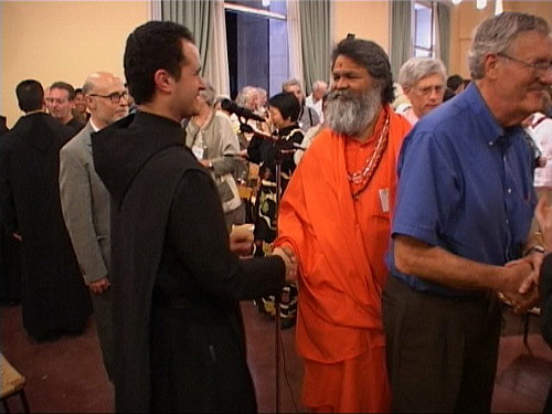 Swamiji meeting the Monks of Montserrat