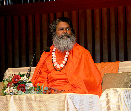 Swamiji at the public lecture in Zagreb